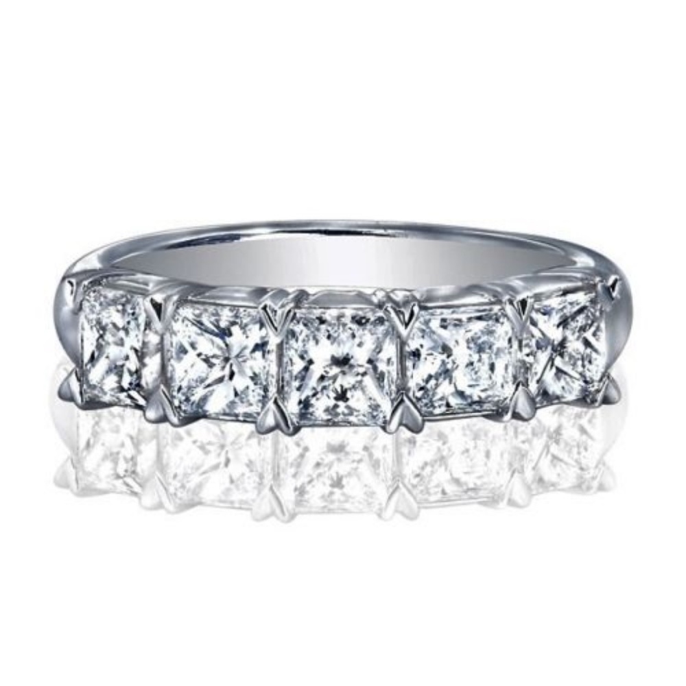 925 Silver Princess Cut White Sapphire Women Ring - Picture 3 of 3